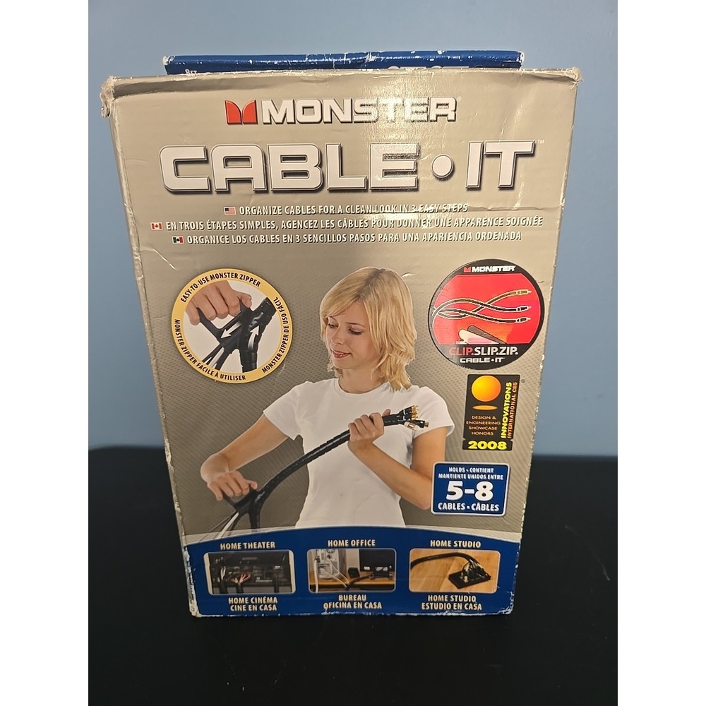 NEW‎ Monster Cable 129703-00 8-Ft Cable-it CIT MBK-8 Black Cable Management Kit